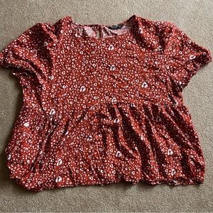 Shein Burnt Orange Leopard Peplum Top